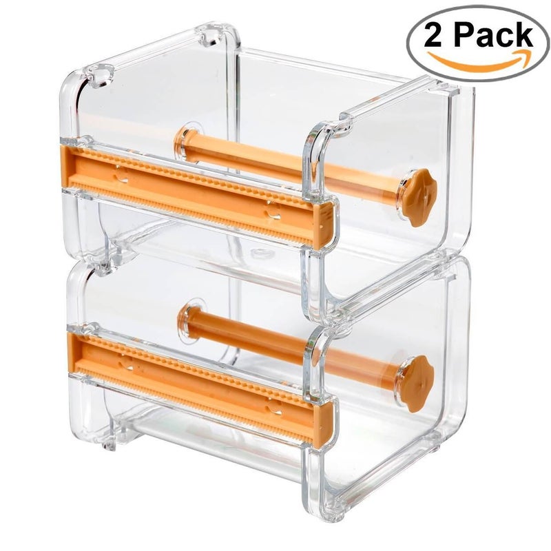 HomDSim 2pcs HomDSim Washi Tape Dispenser Cutter,Roll Tape Holder Organizer,Masking Tape Desktop Tape DIY Sticker Roll Tape Cutter Holder Storage,Washi Tape Box Yellow - Image 2